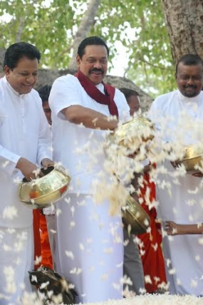 අනුරාධපුර පිච්ච මල් පූජාවට එක් වී ජනපති ආශිර්වාද ලබා ගනී